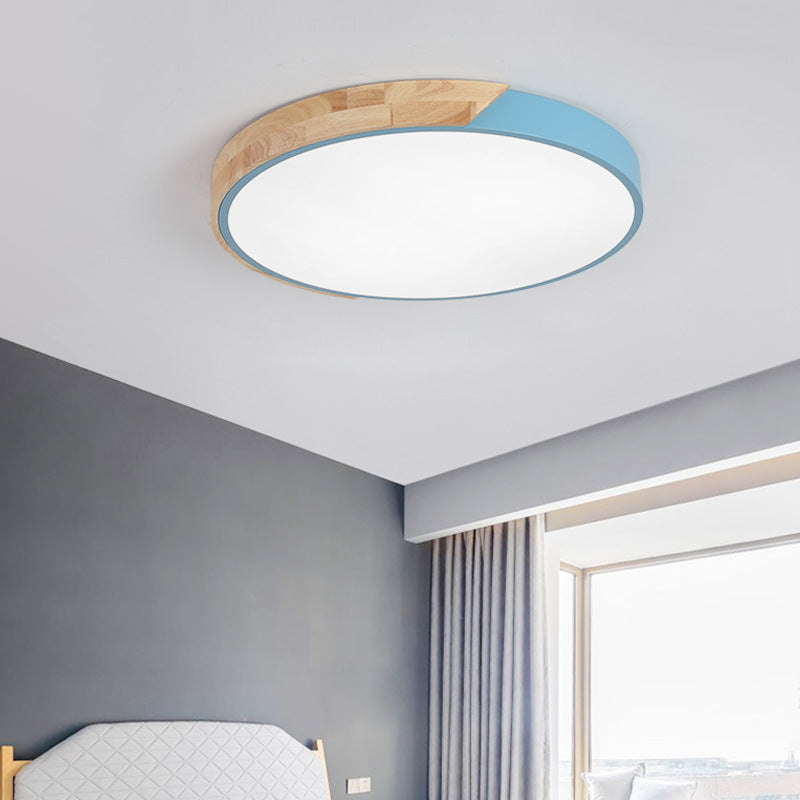 Round Shape Ceiling Lamp Modern Macaroon Iron 1 Light Flush Mount for Bedroom Study