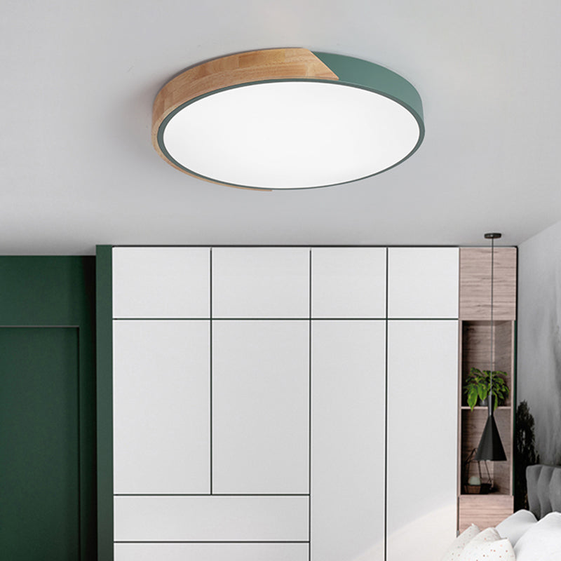 Round Shape Ceiling Lamp Modern Macaroon Iron 1 Light Flush Mount for Bedroom Study