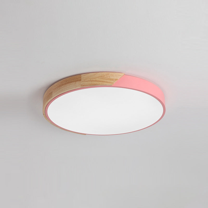 Round Shape Ceiling Lamp Modern Macaroon Iron 1 Light Flush Mount for Bedroom Study