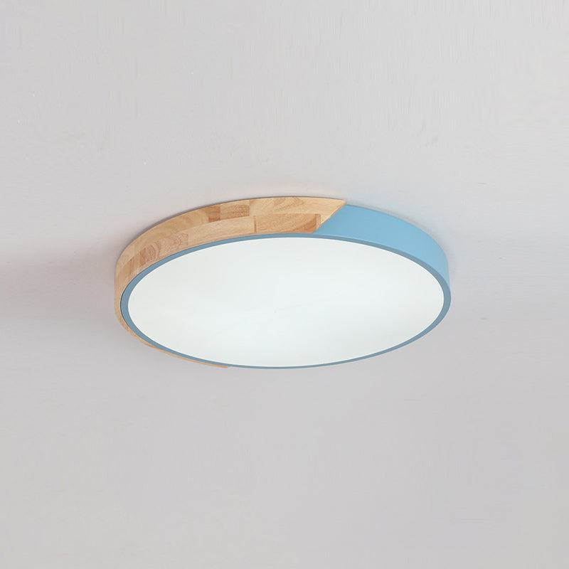 Round Shape Ceiling Lamp Modern Macaroon Iron 1 Light Flush Mount for Bedroom Study