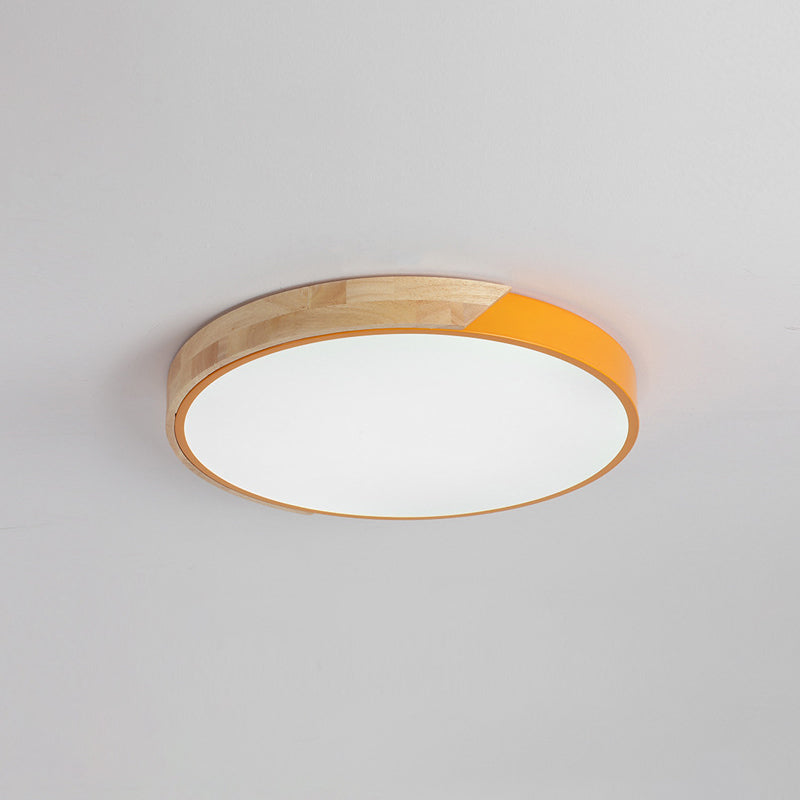 Round Shape Ceiling Lamp Modern Macaroon Iron 1 Light Flush Mount for Bedroom Study