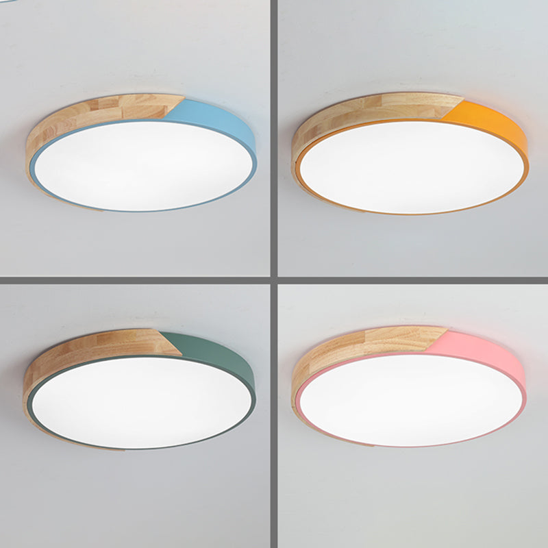 Round Shape Ceiling Lamp Modern Macaroon Iron 1 Light Flush Mount for Bedroom Study