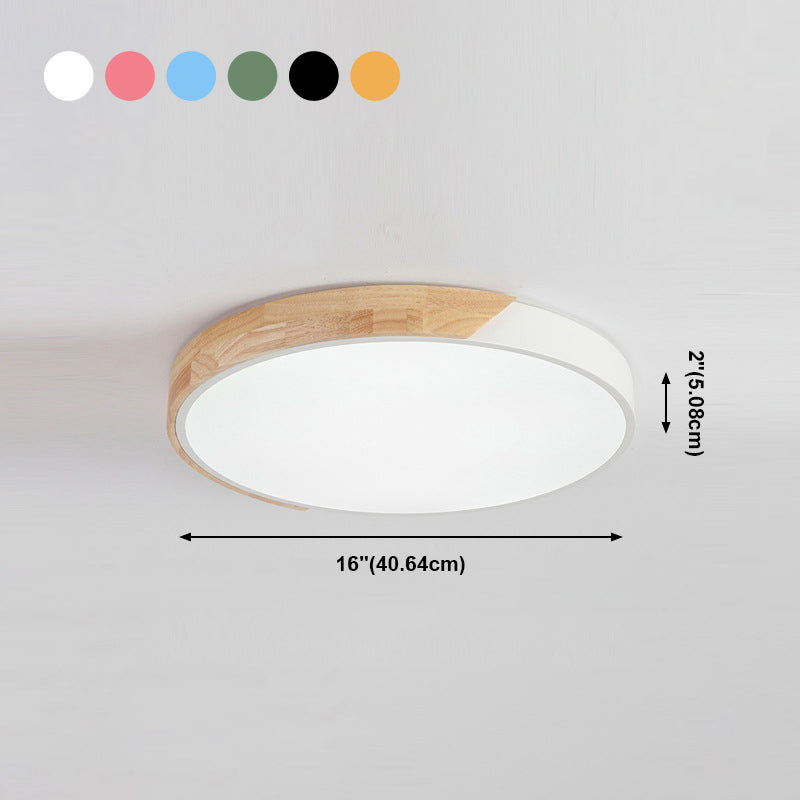 Round Shape Ceiling Lamp Modern Macaroon Iron 1 Light Flush Mount for Bedroom Study
