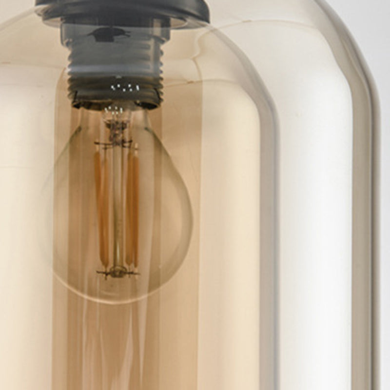 Double Glass Bell Hanging Lamp in Modern Concise Style Lacquered Iron Pendant Light for Bedroom