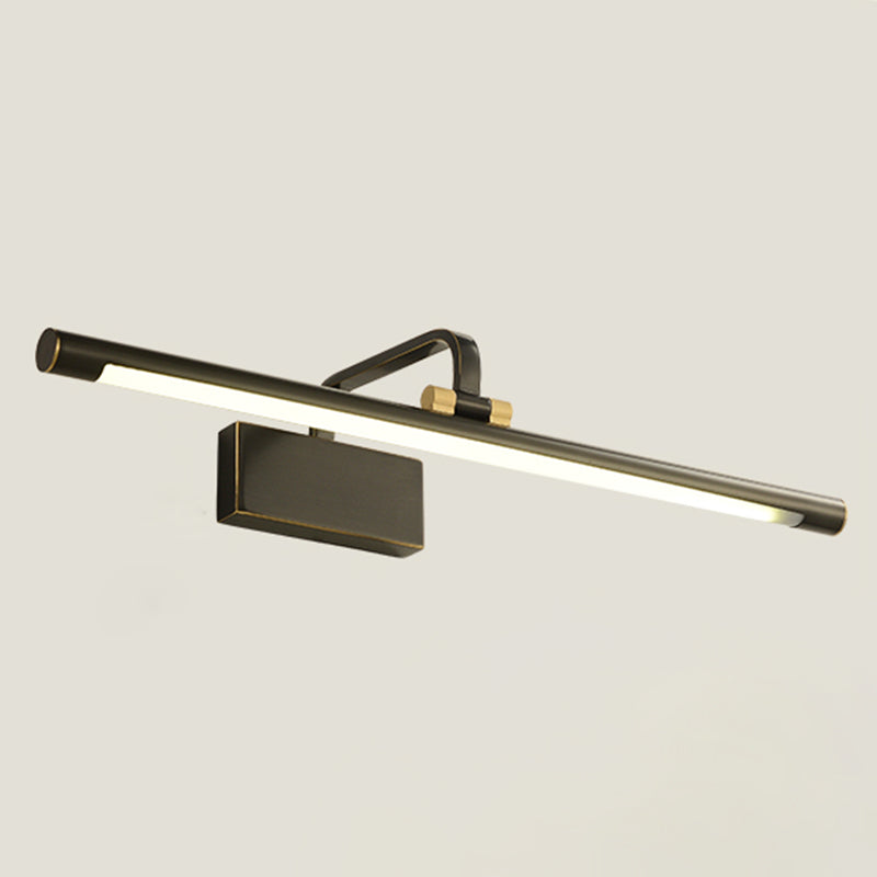 Single Light Metal Linear Wall Lighting Modern Style Mirror Wall Mounted Light Fixture in Black