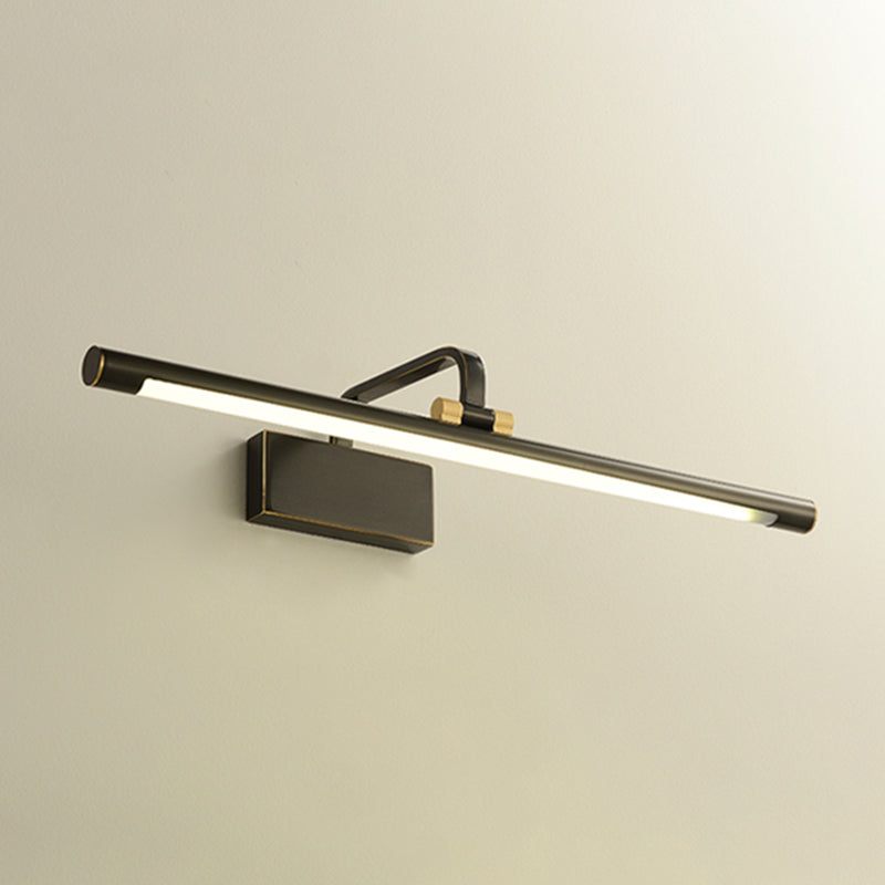 Single Light Metal Linear Wall Lighting Modern Style Mirror Wall Mounted Light Fixture in Black