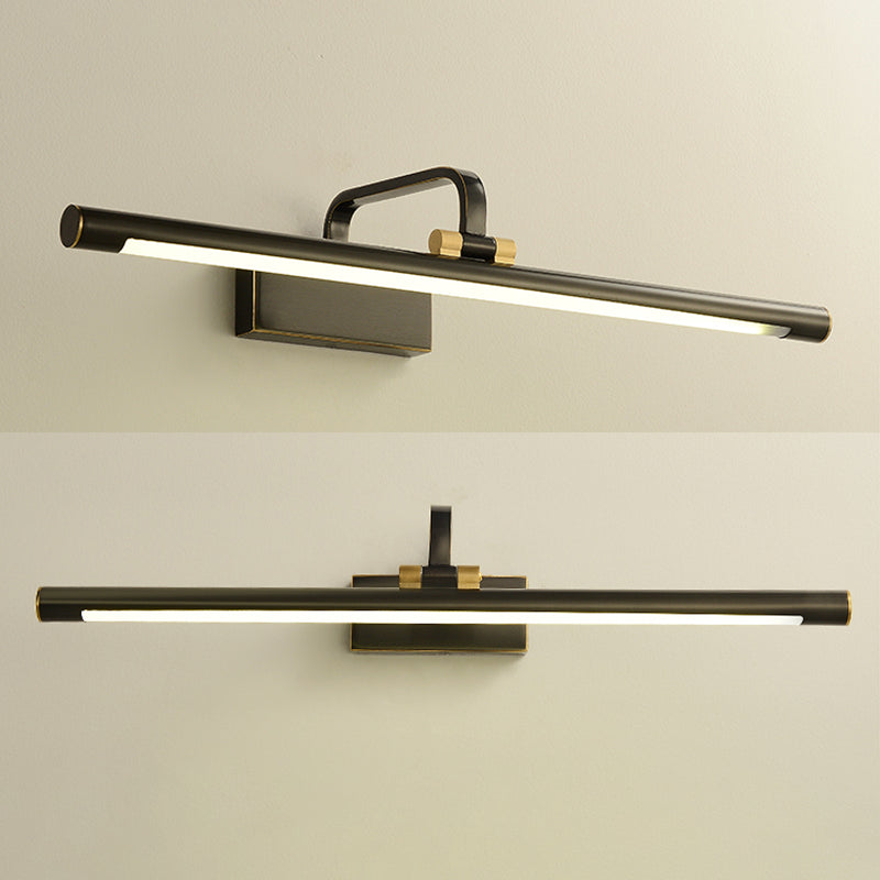 Single Light Metal Linear Wall Lighting Modern Style Mirror Wall Mounted Light Fixture in Black
