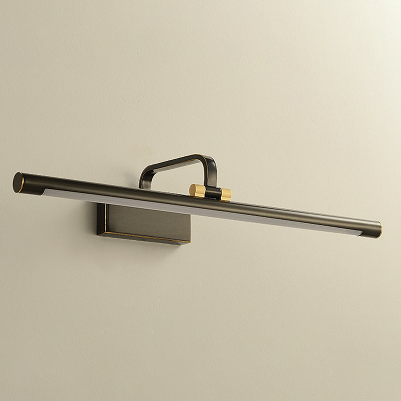 Single Light Metal Linear Wall Lighting Modern Style Mirror Wall Mounted Light Fixture in Black