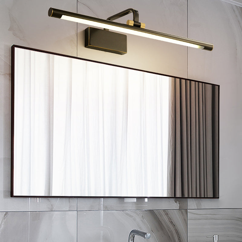 Single Light Metal Linear Wall Lighting Modern Style Mirror Wall Mounted Light Fixture in Black