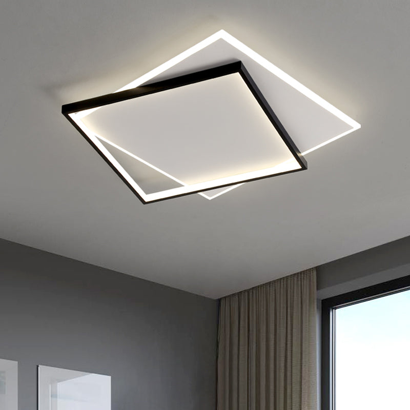 Modern Minimalist LED Ceiling Light Lacquered Iron Square Flush Mount with Acrylic Shade