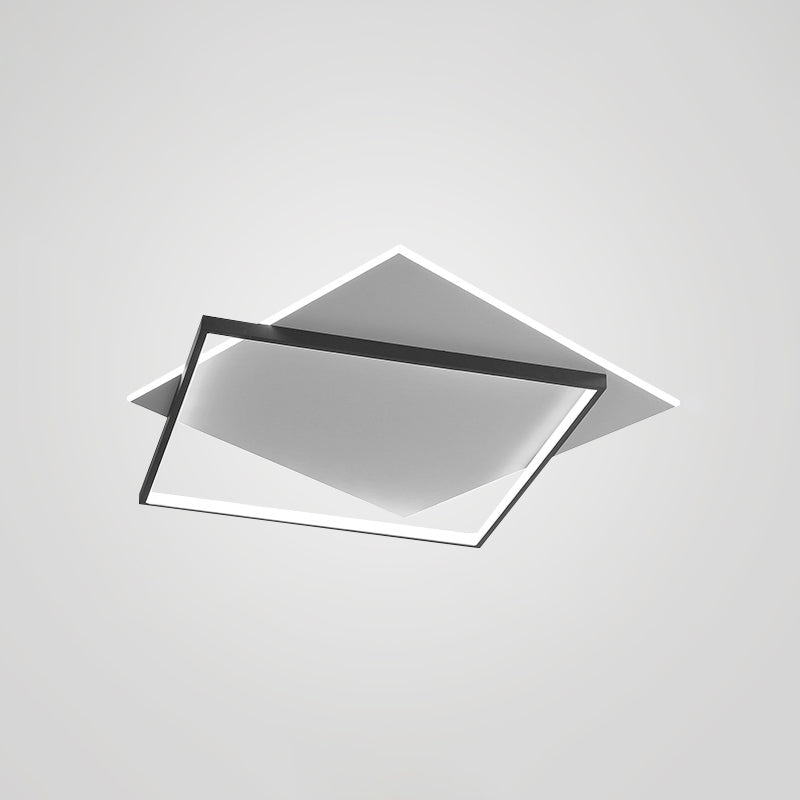 Modern Minimalist LED Ceiling Light Lacquered Iron Square Flush Mount with Acrylic Shade