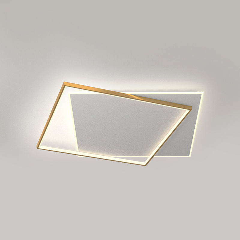 Modern Minimalist LED Ceiling Light Lacquered Iron Square Flush Mount with Acrylic Shade