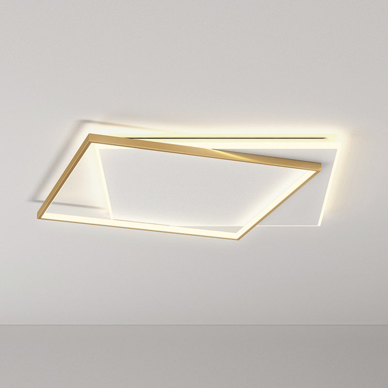 Modern Minimalist LED Ceiling Light Lacquered Iron Square Flush Mount with Acrylic Shade