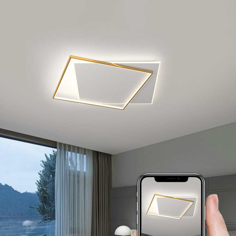 Modern Minimalist LED Ceiling Light Lacquered Iron Square Flush Mount with Acrylic Shade