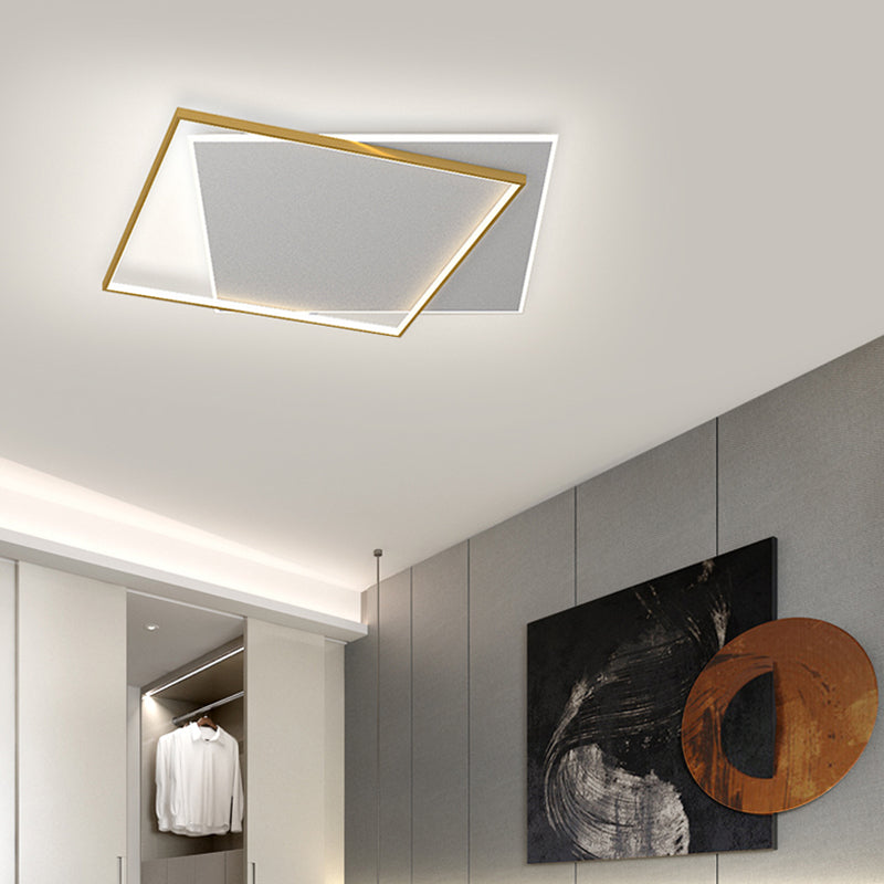 Modern Minimalist LED Ceiling Light Lacquered Iron Square Flush Mount with Acrylic Shade