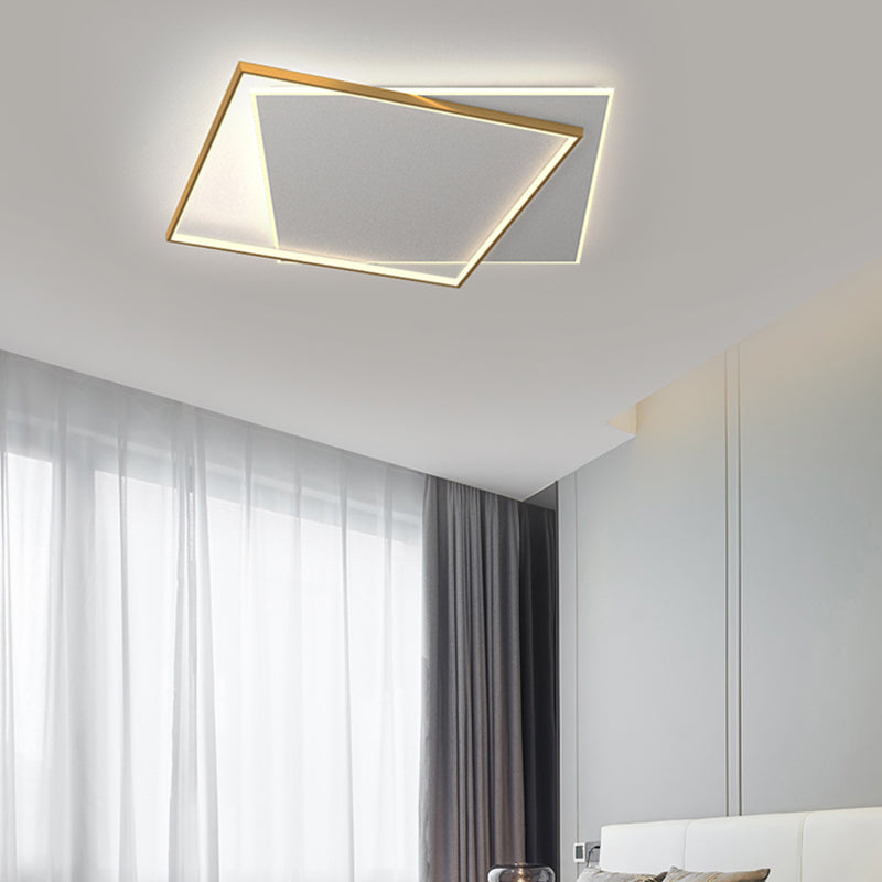 Modern Minimalist LED Ceiling Light Lacquered Iron Square Flush Mount with Acrylic Shade