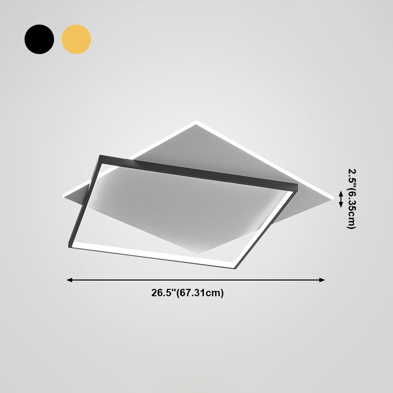 Modern Minimalist LED Ceiling Light Lacquered Iron Square Flush Mount with Acrylic Shade