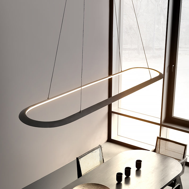 1 Light Oval Island Lights Contemporary Metal Island Lighting Ideas for Kitchen