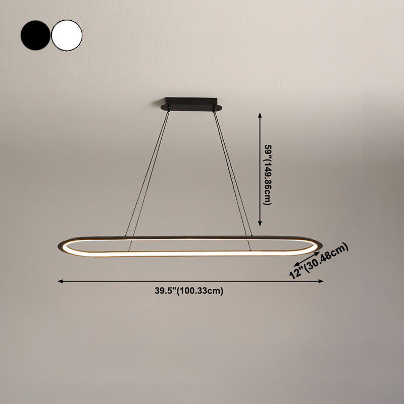 1 Light Oval Island Lights Contemporary Metal Island Lighting Ideas for Kitchen