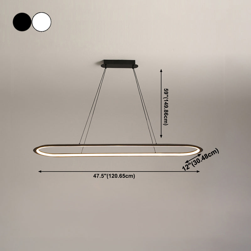 1 Light Oval Island Lights Contemporary Metal Island Lighting Ideas for Kitchen