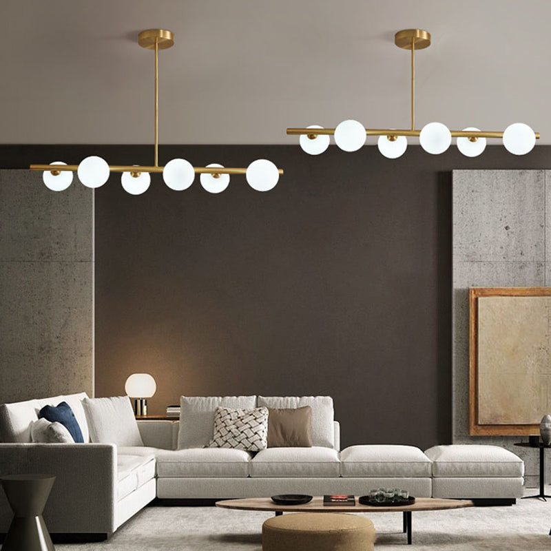 Modern Style Spherical Shape Island Lights Glass Island Lighting in Gold