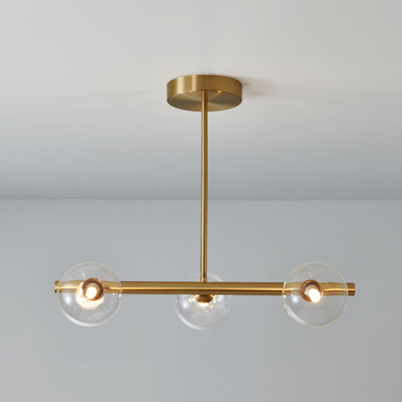 Modern Style Spherical Shape Island Lights Glass Island Lighting in Gold