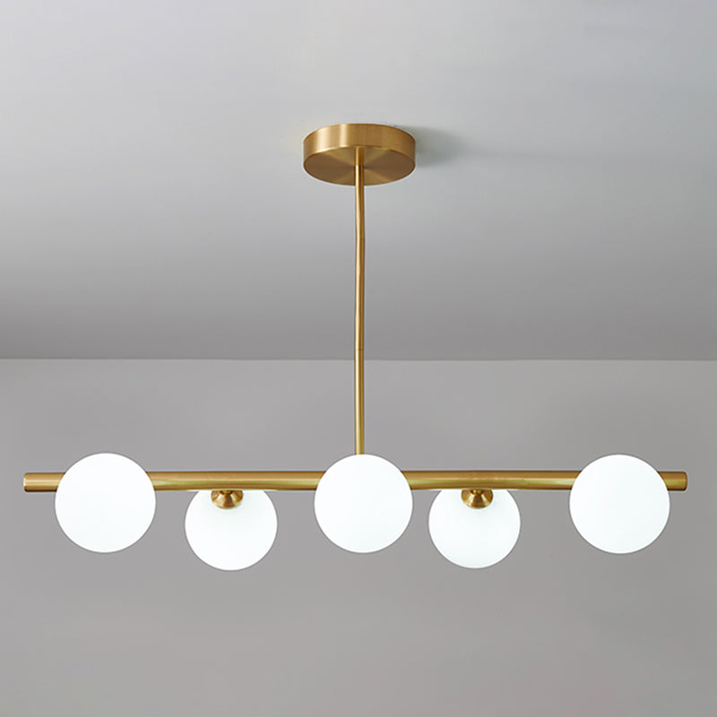 Modern Style Spherical Shape Island Lights Glass Island Lighting in Gold