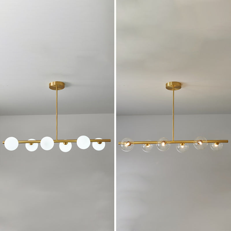 Modern Style Spherical Shape Island Lights Glass Island Lighting in Gold