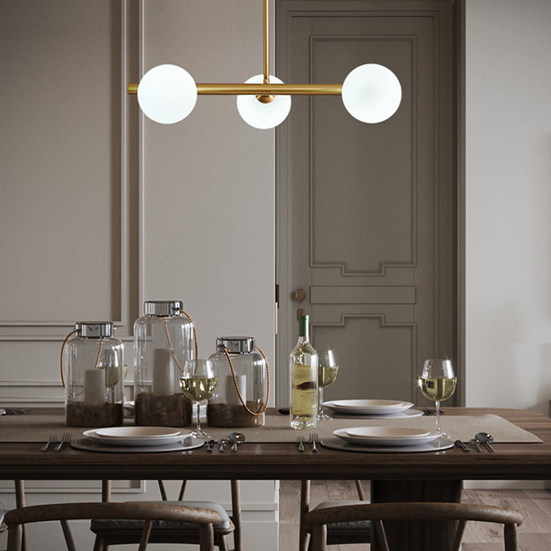 Modern Style Spherical Shape Island Lights Glass Island Lighting in Gold