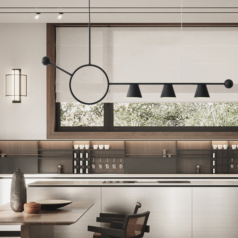 3 luces de la isla de cono de luz accesorios de iluminación de isla de metal contemporáneo