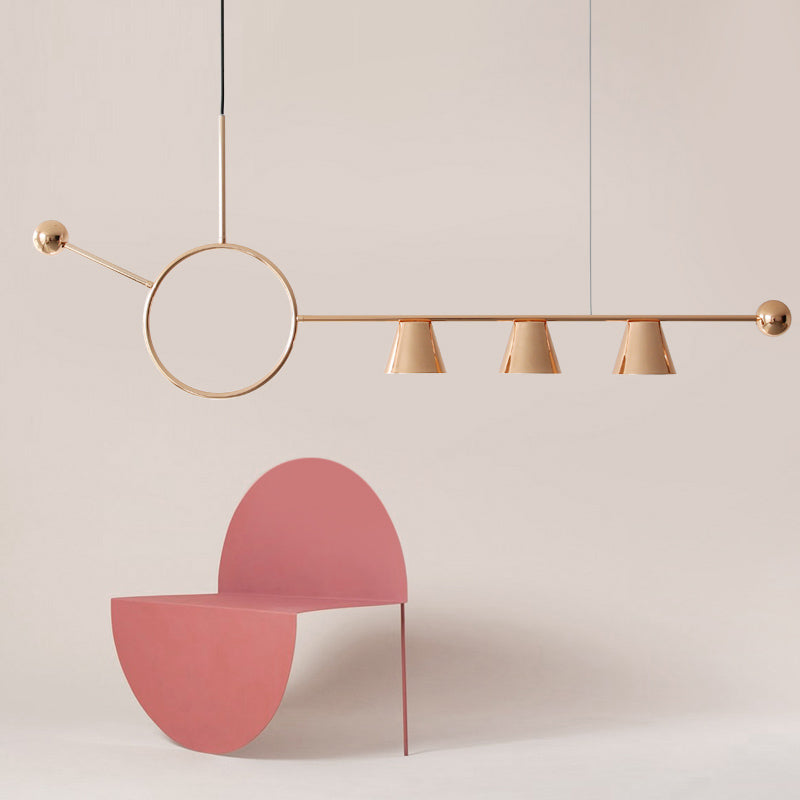 3 luces de la isla de cono de luz accesorios de iluminación de isla de metal contemporáneo