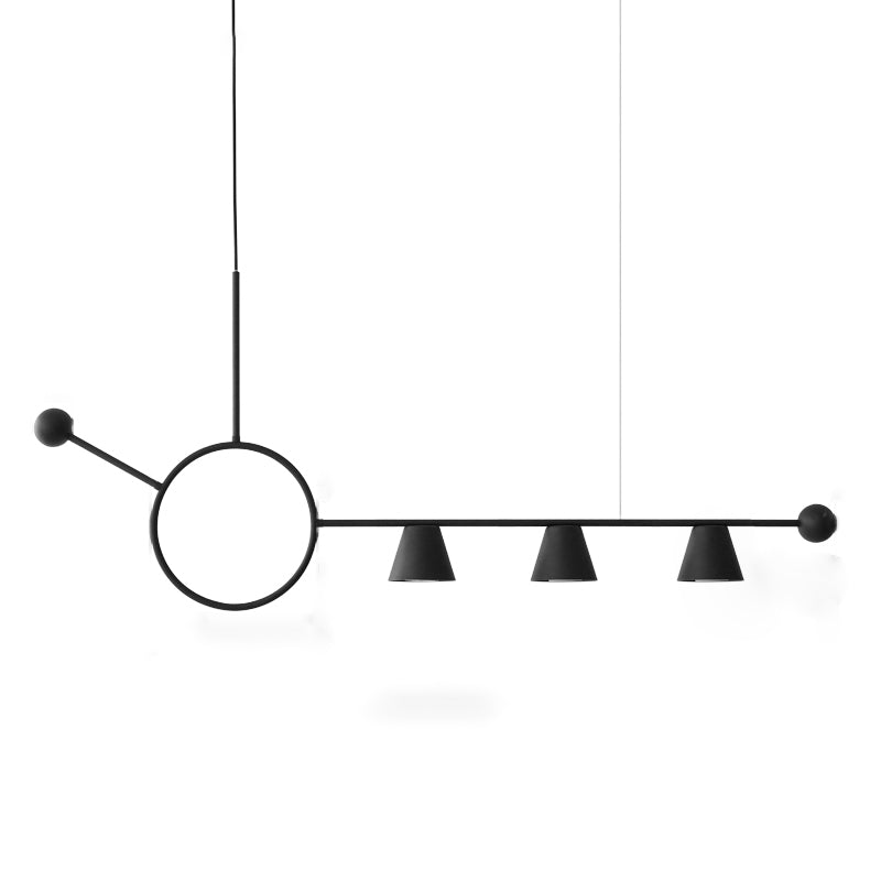 3 luces de la isla de cono de luz accesorios de iluminación de isla de metal contemporáneo