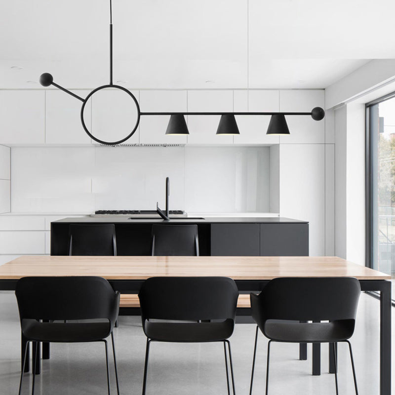 3 luces de la isla de cono de luz accesorios de iluminación de isla de metal contemporáneo