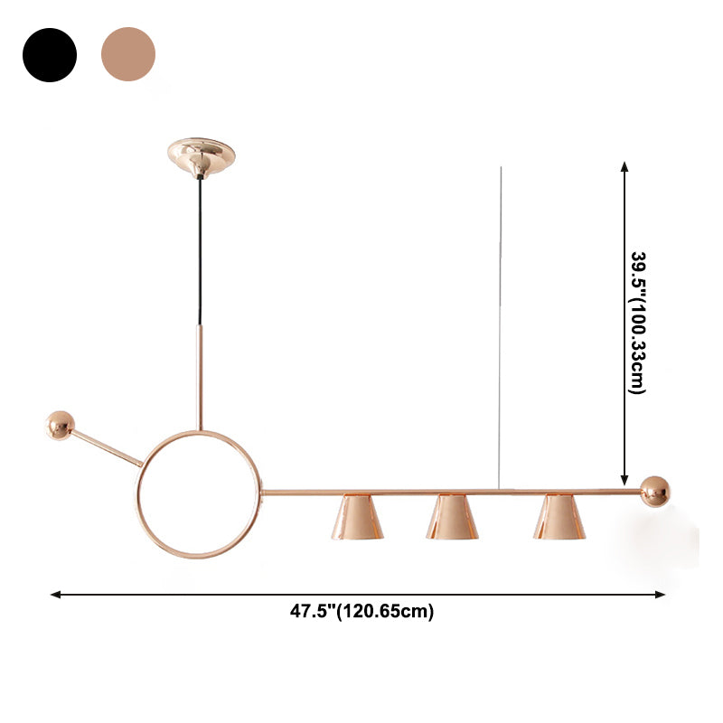 3 luces de la isla de cono de luz accesorios de iluminación de isla de metal contemporáneo