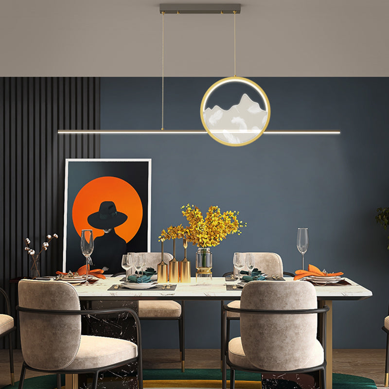 Geometric Island Lights Contemporary Metal Island Lighting in Black and Gold
