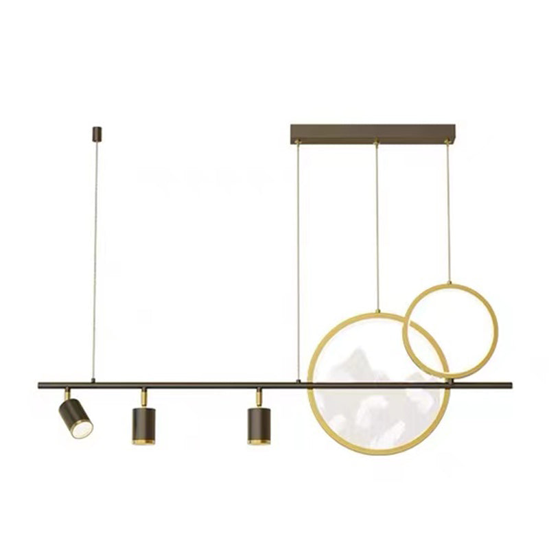 Geometric Island Lights Contemporary Metal Island Lighting in Black and Gold
