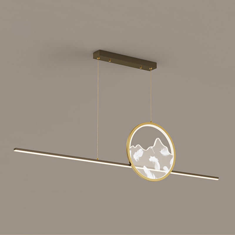 Geometric Island Lights Contemporary Metal Island Lighting in Black and Gold