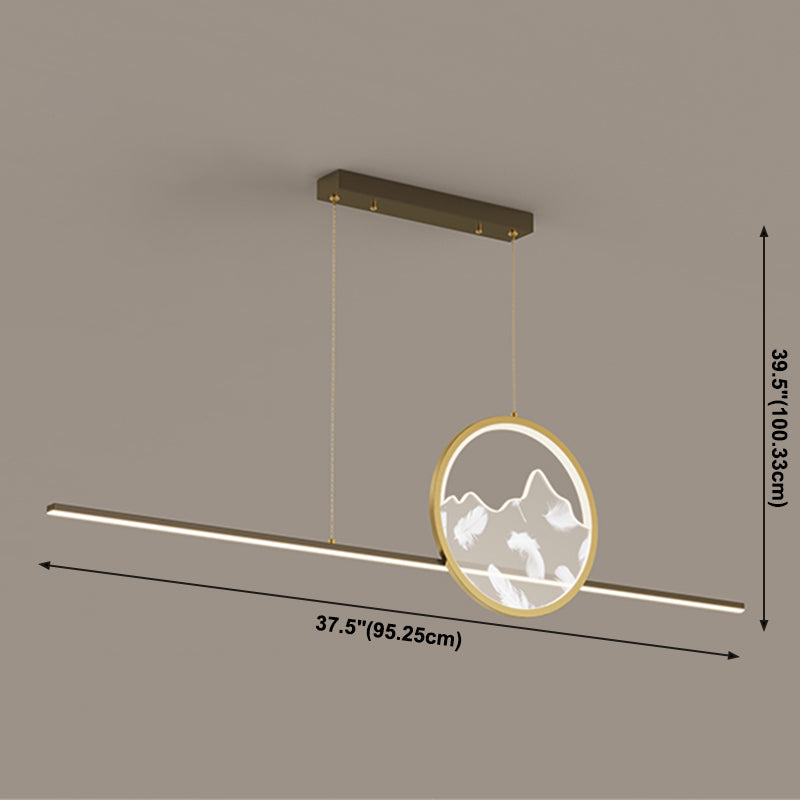 Geometric Island Lights Contemporary Metal Island Lighting in Black and Gold