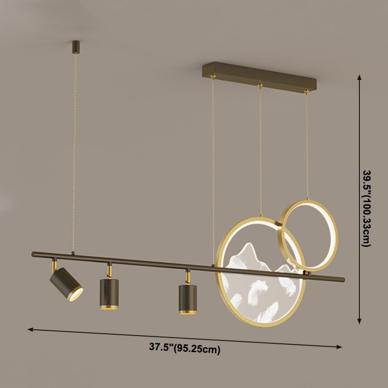 Luces geométricas de isla contemporánea iluminación de isla de metal en negro y dorado
