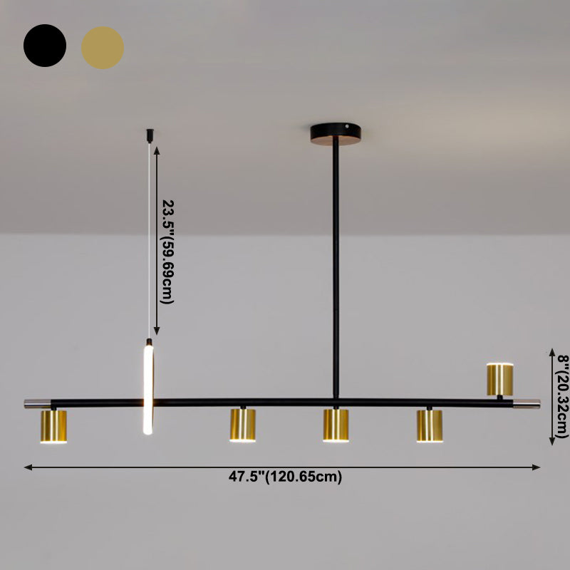 Cylinder Island Lighting Contemporary Metal Island Lighting Fixture for Kitchen