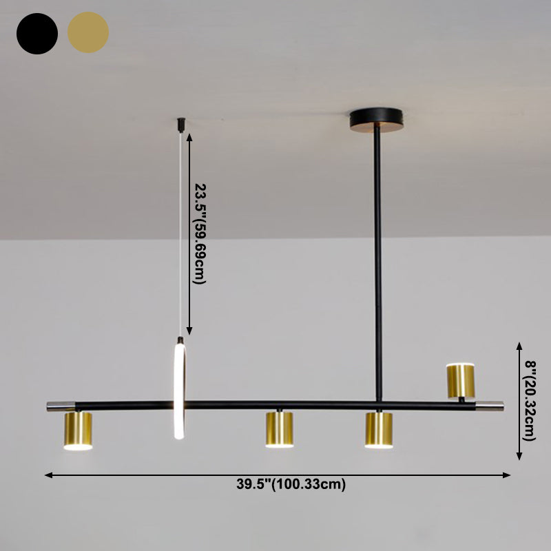 Cylinder Island Lighting Contemporary Metal Island Lighting Fixture for Kitchen