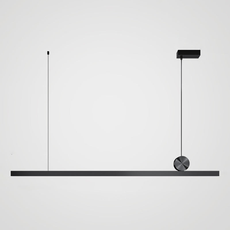 1 Light Linear Island Lights Contemporary Metal Island Pendant Fixture in Black