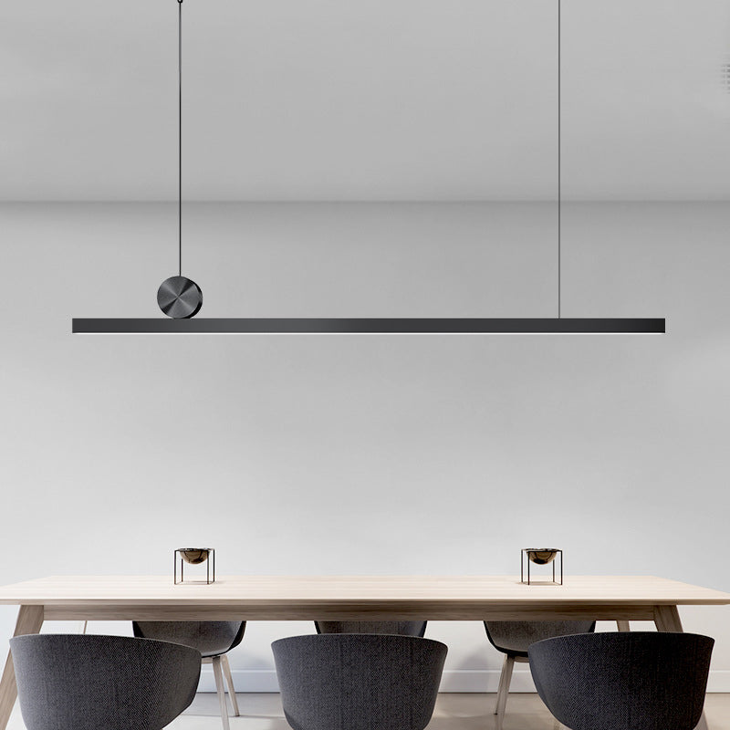 1 Light Linear Island Lights Contemporary Metal Island Pendant Fixture in Black