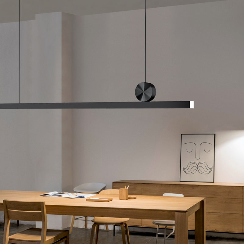 1 Light Linear Island Lights Contemporary Metal Island Pendant Fixture in Black