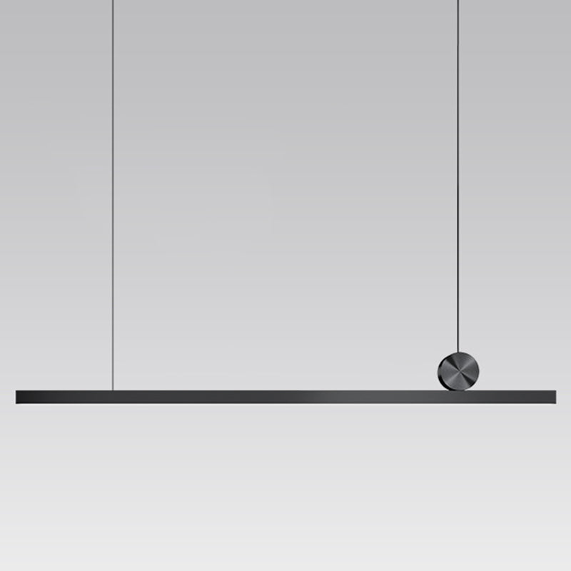 1 Light Linear Island Lights Contemporary Metal Island Pendant Fixture in Black