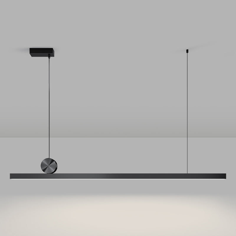 1 Light Linear Island Lights Contemporary Metal Island Pendant Fixture in Black