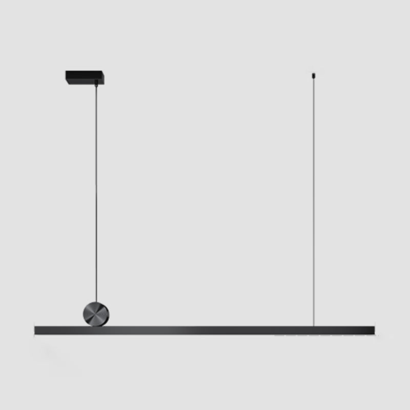 1 Light Linear Island Lights Contemporary Metal Island Pendant Fixture in Black