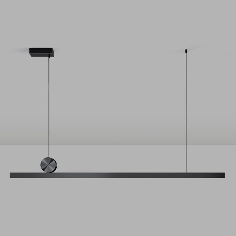1 Light Linear Island Lights Contemporary Metal Island Pendant Fixture in Black