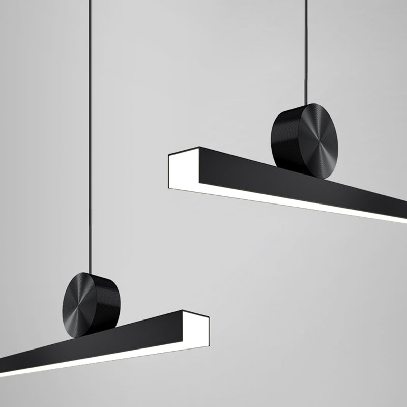 1 Light Linear Island Lights Contemporary Metal Island Pendant Fixture in Black