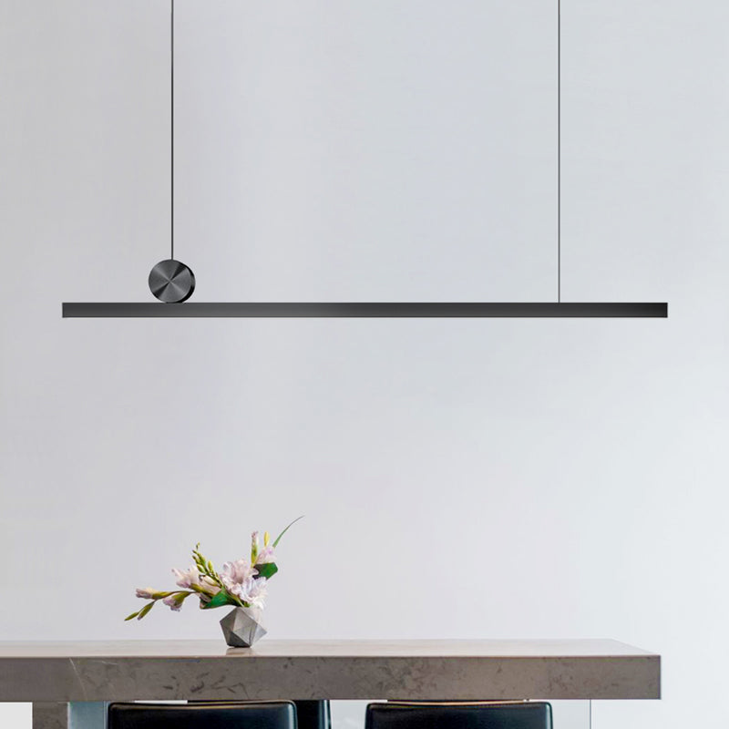 1 Light Linear Island Lights Contemporary Metal Island Pendant Fixture in Black